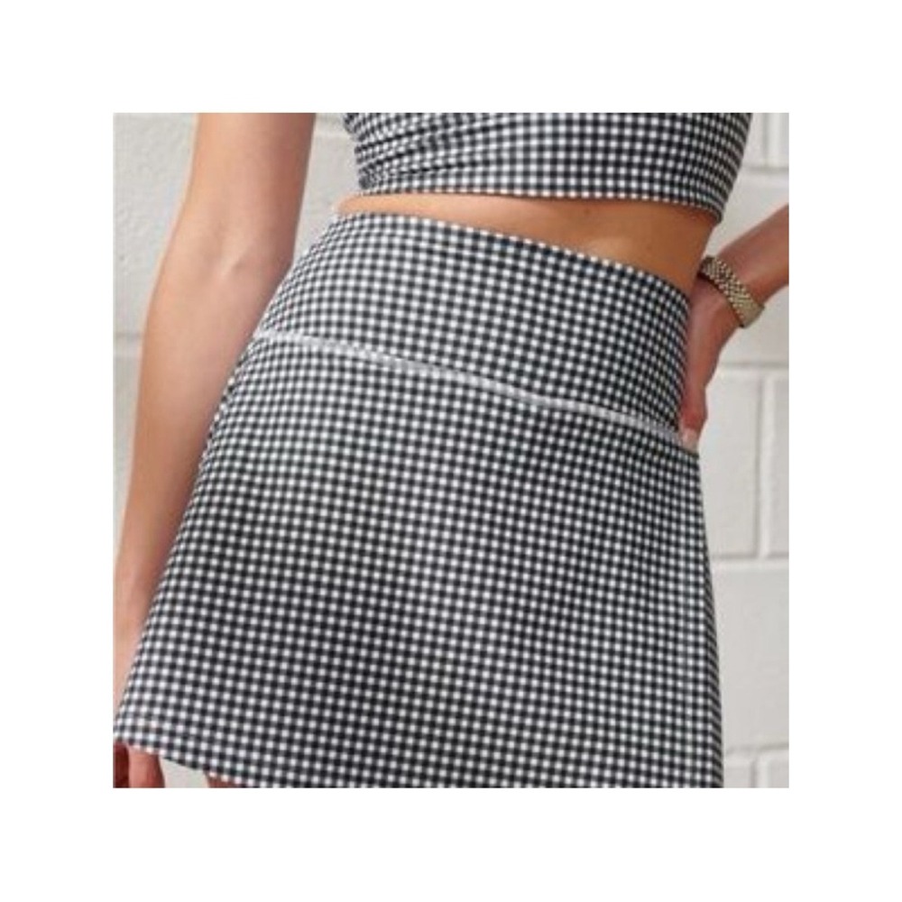 NWT Abercrombie & Fitch YPB Gingham Scuptlux Lined Wrap Active Skirt High-Waist